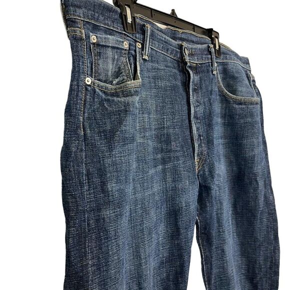 Levis 501 Levi Strauss Mens Blue Distressed Button Fly Straight Leg Jeans 40 x30 - Picture 5 of 16